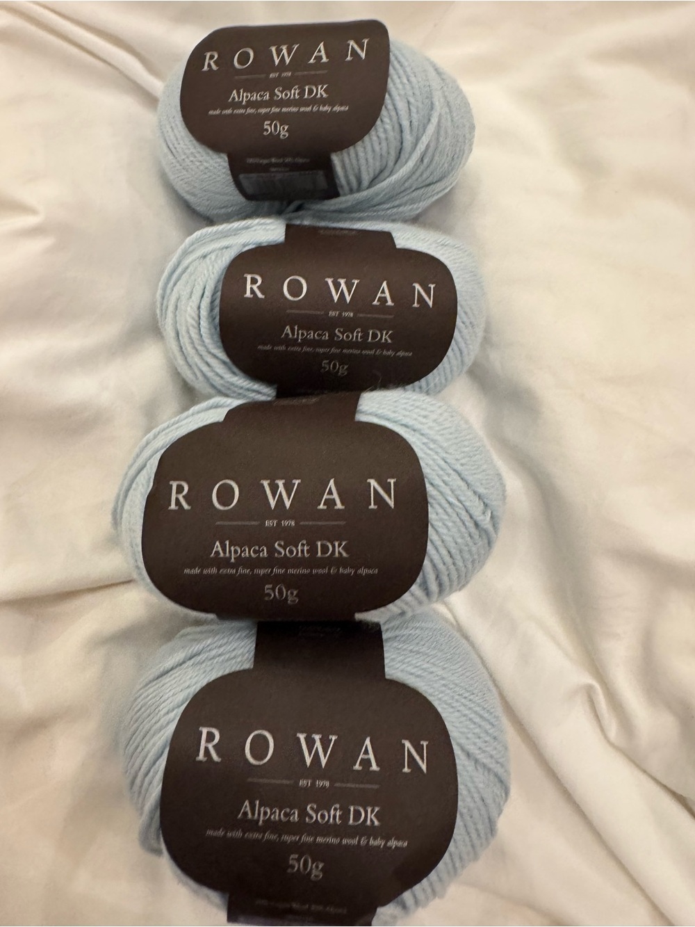 Rowan Alpaca Soft DK Yarn in Pale Blue - Pack of 4
